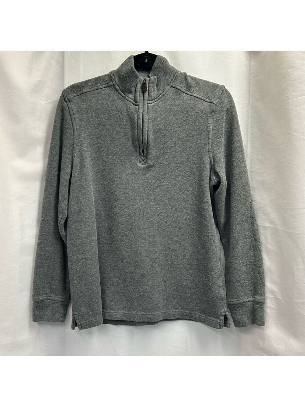 Black Brown 1826 gray quarter zip mock neck long sleeve sweater Sz S 100% cotton